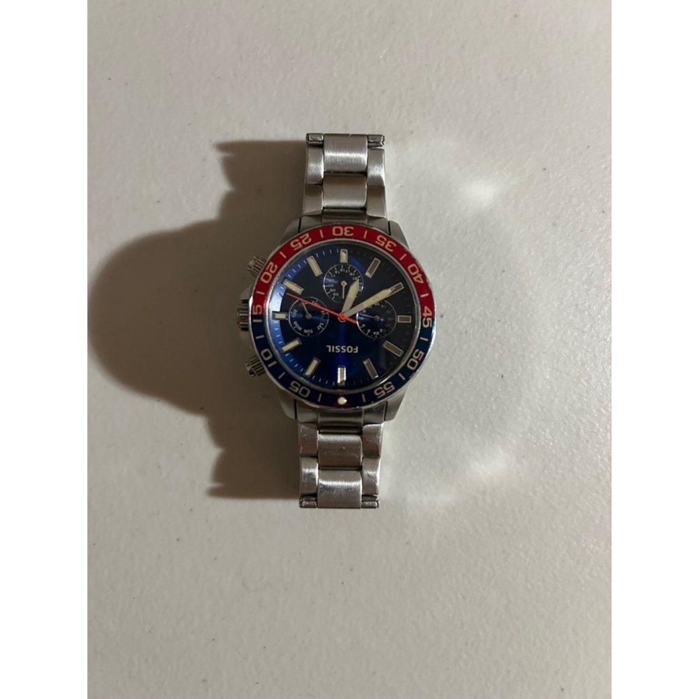 Men's Fossil Watch, Silver, Blue
